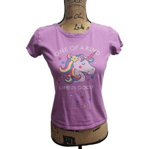 Life is Good Kids Girls Unicorn One of a Kind Crusher Tee Purple‎ XL 12 14
